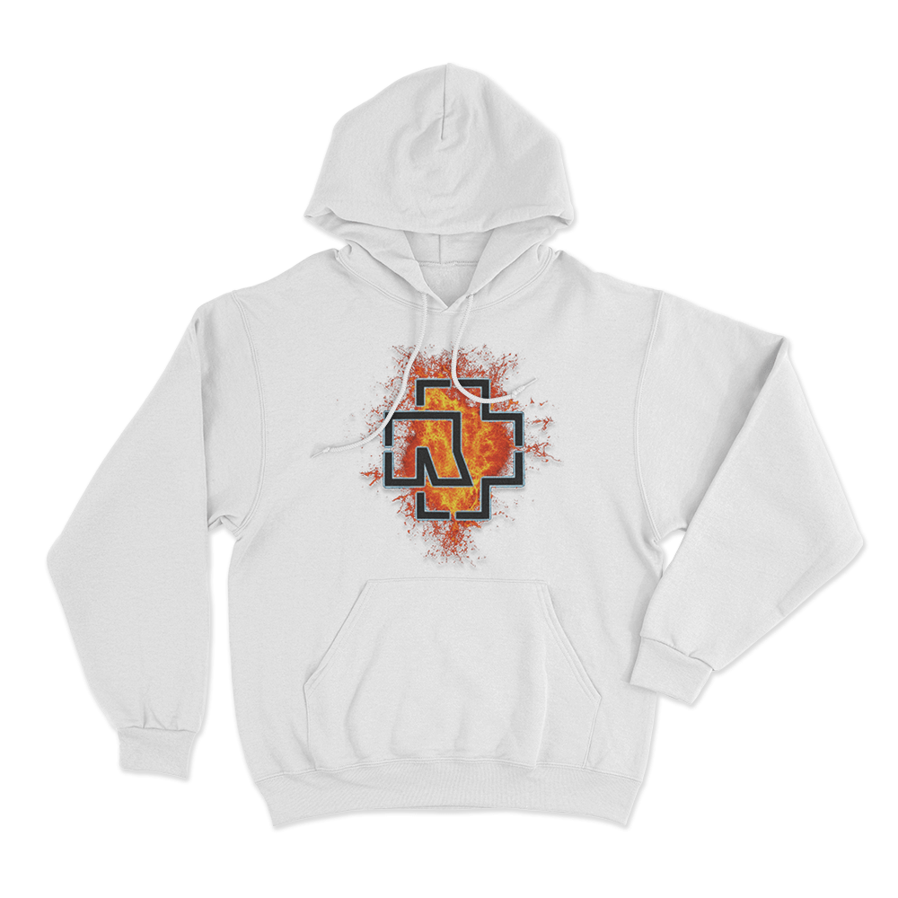 Rammstein Lava Logo Unisex Hoodie White Rammstein Lava Logo Unisex Hoodie White